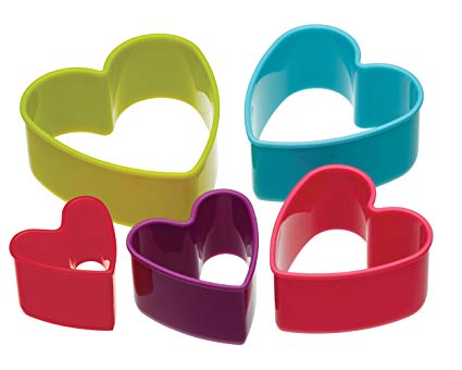 KitchenCraft Colourworks Set of 5 Plastic Heart Shaped Cookie Cutters