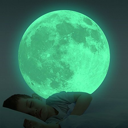 Homics Glow In The Dark Moon Wall Decals 30cm Luminous Sticker At Night, Perfect Ceiling or Wall Decor For Kids' Bedroom (Pink)