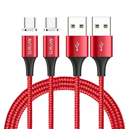 Magnetic USB C Charging Cable, AVIWIS [2Pack 1M] Magnet Type C Charger Cable Charge Sync Data Cord for Samsung Galaxy S10/S9/S8,Huawei P20/Mate 20,Moto G7,Sony Xperia,Xiaomi, OnePlus,Nintendo Switch