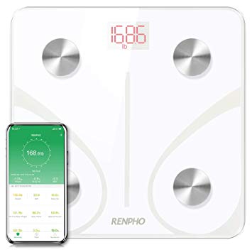 RENPHO Bluetooth Body Fat Smart Scale BMI Scale Bathroom Digital Weight Scale, Body Composition Analyzer Monitor with Smartphone App 396 lbs - White