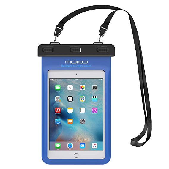 Universal Waterproof Tablet Case, MoKo Dry Bag Pouch Compatible with iPad Mini Retina, Mini 2019/2/4, Tab 2/3/4/5, Tab S2 / Tab E/Tab A 8.0, LG G Pad III 8.0, Google Nexus 7(FHD) up to 8.3", Blue