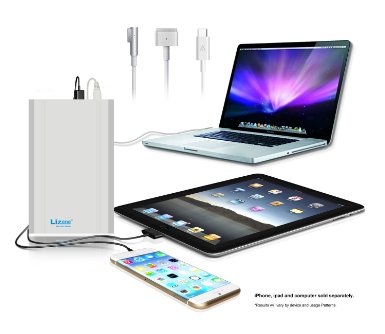 Lizone 50000mAh Extra Pro External Battery Charger for Apple MacBook MacBook Pro MacBook Air USB QC Charger for Apple New MacBook 12 iPad iPhone 6 6S Plus 5S 5C 5 4 Samsung HTC and more - Silver