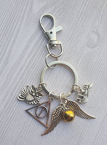 Harry Potter Charm Golden Snitch Hogwarts Keychain Key Chain Bag Purse Clip