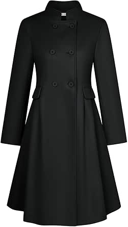 GRACE KARIN Trench Coats for Women 2024 Winter Wool Coat Notch Lapel Double Breasted Peacoat