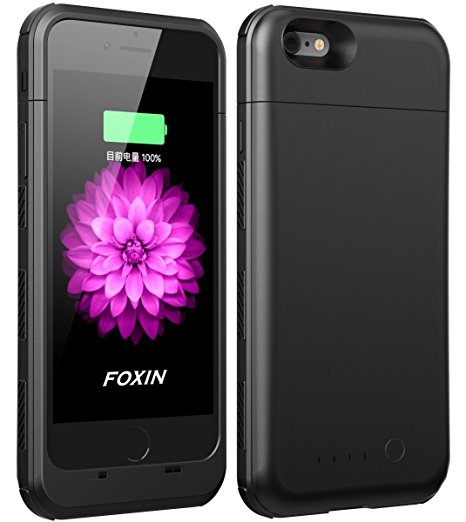 iPhone 6 Battery Case, Foxin 3200 mAh Extended Battery Case Rechargeable Power Bank Charging Case for iPhone 6 / 6s (4.7 inch) (3200mah Black)
