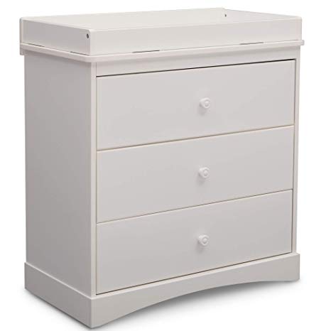 Delta Children Sutton 3 Drawer Dresser with Changing Top, White