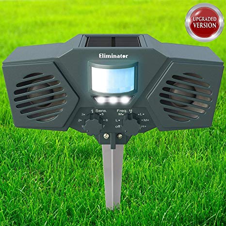 Eliminator Advanced Electric Solar Outdoor Animal & Rodent Pest Repeller for Deer, Cats, Dogs, Birds, Squirrels etc. [UPGRADED VERSION]