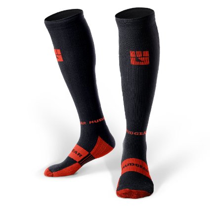 MudGear Obstacle Race Compression Socks, Outdoor Performance Running Socks for Mud Runs and OCR