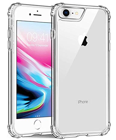 JanCalm for iPhone 8 Case,iPhone 7 Case,iPhone 6/6S Case Slim Crystal Clear Shock Absorption Technology Bumper Corners Protection Cover for iPhone 4.7-Inch (Transparent,4.7")