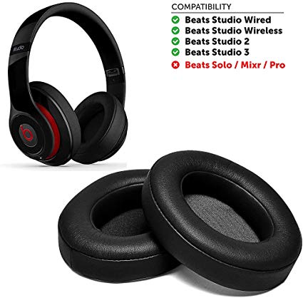 Replacements Ear Pads, Foam Ear Pad Cushion Ear Cover Replacement Cushion Compatible with Beats Studio 2 and Studio 3 (Black)