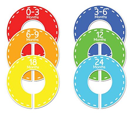 Closet Doodles C69 Baby Closet Dividers Boy or Girl Set of 6 Fits 1.25inch Rod