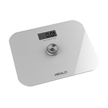 HIRALIY Battery-free Digital Bathroom Scale with High Precision Sensor LCD display,330lb Capacity and up to 50,000 Times (White)