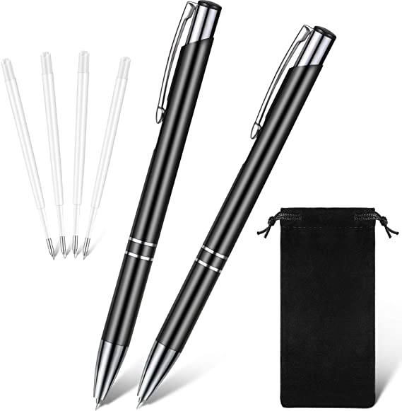 2 Pieces Air Release Weeding Tool Air Release Pin Pen Stainless Steel Point Retractable Craft Weeding Pens with 4 Refills for Bubble Removal Craft Car Vinyl Installation