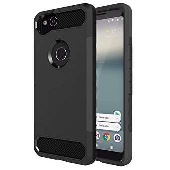 Google Pixel 2 Case,E-outfit Shock proof Hybrid Dual Layer Protective Armor Bumper Cover For Google Pixel 2 Phone (Black)