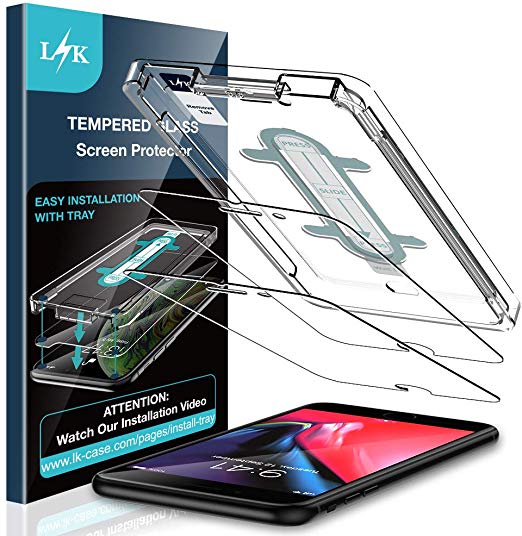 LK [3 Pack] Screen Protector for iPhone 7 Plus/iPhone 8 Plus 5.5'', [Installation Kit Included] Tempered Glass 9H Hardness, Anti Scratch, Case Friendly
