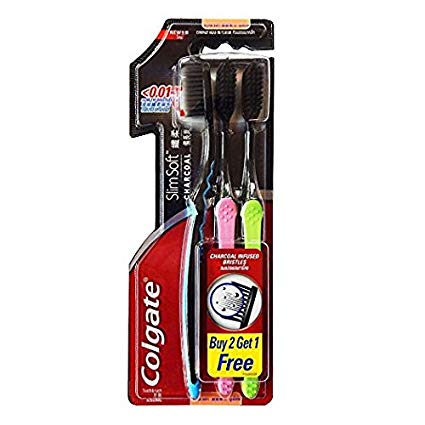 Colgate Slim Soft Charcoal Toothbrush (Pack of 3)