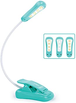 Vekkia Rechargeable 7 LED Book Light Reading Lights for Reading in Bed 3000-6000K Dimmable 9 Brightness Levels Up to 60 Hours Lighting. Perfect for Bookworms Kids & Travel. (Tiffany Blue)