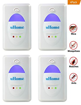 Ultrasonic Pest Repeller for Rodents, Spider Mosquito Repellent, the Best Pest Control Plug in for Insects with Built in Blue Comfort Night Light_4 Pack