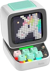 Divoom Ditoopro Pixel Art Speaker with LED Display, Portable Bluetooth Speaker, Smart Alarm Clocks, Retro Aesthetic Decor for Kitchen, Bedroom, Office, White