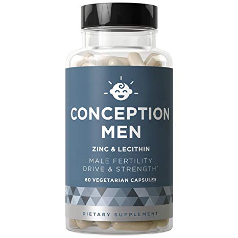 Conception Men Fertility Vitamins - Drive Testosterone, Sperm Motility & Strength, Healthy Volume - Zinc, Lecithin, Ashwagandha - 60 Vegetarian Soft Capsules