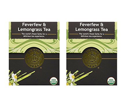 Feverfew & Lemongrass Tea - Organic Herbs - 18 Bleach Free Tea Bags (Pack of 2)