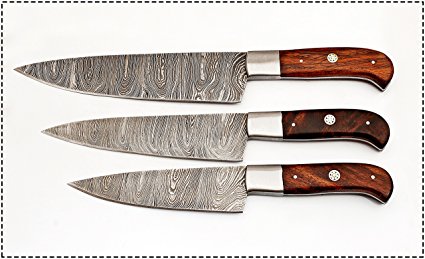 AN-1002-3-RW Custom made damascus blade Chef's/kitchen knife, Rose wood handle