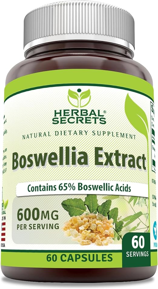 Herbal Secrets Boswellia Serrata Extract (65% Boswellic Acids) 600 mg Capsules Supplement | Non-GMO | Gluten Free (60 Count)