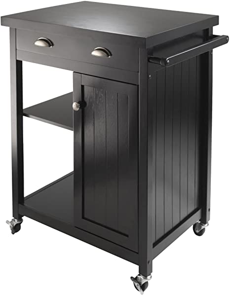 Winsome Wood Timber Kitchen Cart with Wainscot Panel