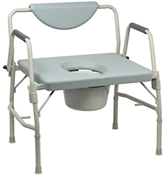 Over-Sized Drop-Arm Commode Chair, Heavy Duty Steel Frame, 1000 lb. Capacity, 12 Quart Bucket