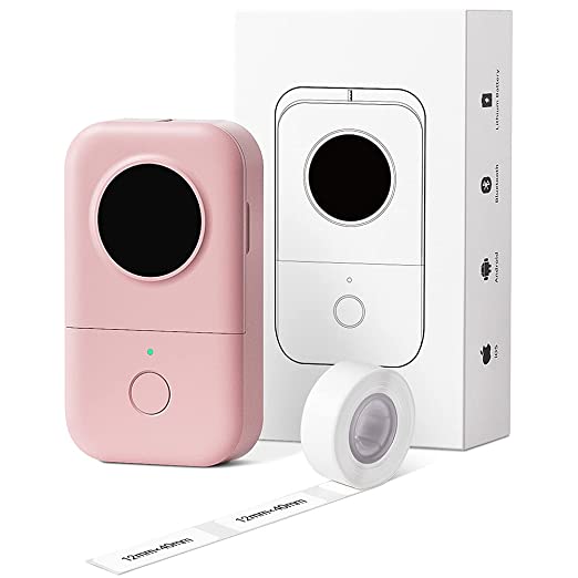 Phomemo D30 Sticker Label Maker -Mini Wireless Bluetooth Label Maker,Portable Thermal Label Printer with 1 Roll Label Paper,Compatible with Android & IOS,Easy to Use for Office,Home,Organization -Pink