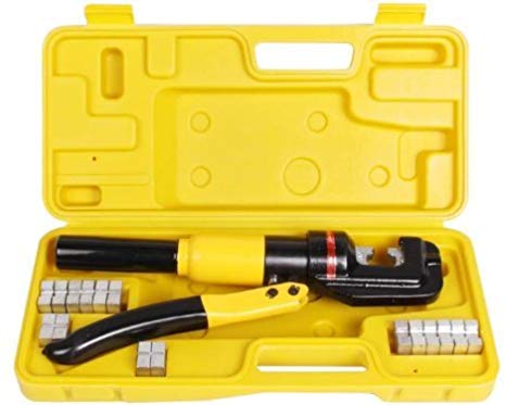 TMS 10 Ton Hydraulic Wire Battery Cable Lug Terminal Crimper Crimping Tool 9 Dies