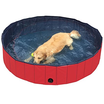 Beyondfashion PVC Cat Dog Swimming Pool Puppy Bathtub Red in Different Size (M: 120 x 30 cm)