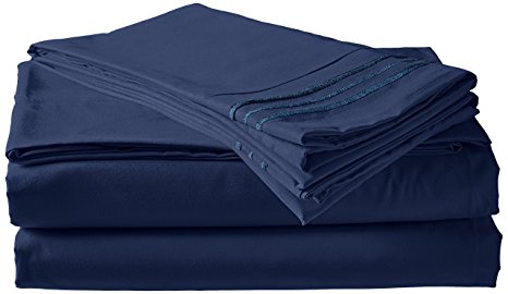 Elegant Comfort 4-Piece 1500 Thread Count Egyptian Quality Bed Sheet Sets with Deep Pockets, King, Navy