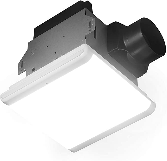 Homewerks Worldwide 7146-80-MS Bathroom Fan Integrated Dimmable LED Light Humidity Sensor Exhaust Ventilation 1.5 Sones 80 CFM, Smart Motion White