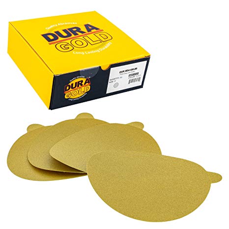 Dura-Gold - Premium - 120 Grit 6" Gold PSA Self Adhesive Stickyback Sanding Discs for DA Sanders - Box of 50 Sandpaper Finishing Discs for Automotive and Woodworking