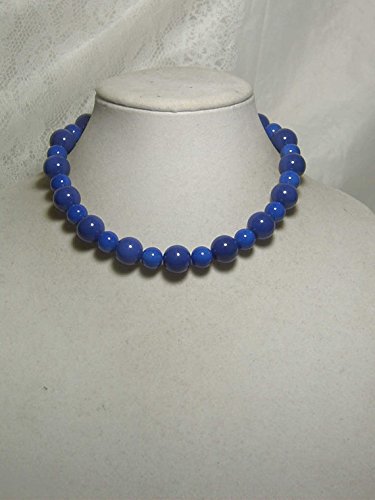 Cynthia Lynn "MODERN GIRL" Chunky Cobalt Royal Blue Opaque Coated Glass Pearl Necklace