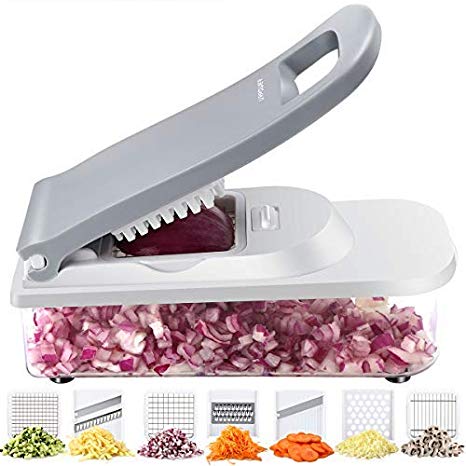 URPOWER Onion Chopper Vegetable Chopper Mandoline Slicer, 7-in-1 Food Chopper Dicer Vegetable Slicer Cheese Cutter for Potatoes, Apples, etc; Perfect for Making Salad, Pizza, Chips, Pie, Cakes