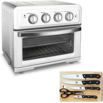 Cuisinart TOA-60W Convection Toaster Oven Air Fryer with Light White Bundle wtih Home Basics 5-Piece Knife Set with Cutting Board