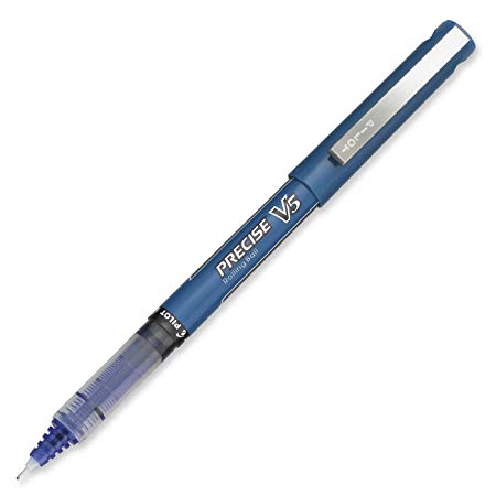 Pilot Precise V5 Stick Rolling Ball Pens, Extra Fine Point, Blue Ink, Dozen Box -35335