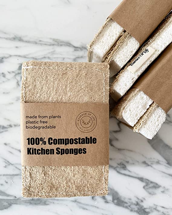 100% Compostable Kitchen Sponges, pack of 2