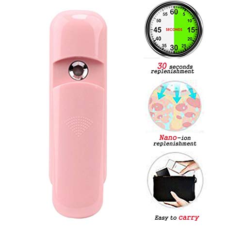 AORAEM Nano Handy Mist Spray Atomization Facial Mister Eyelash Extensions Humectant Steamer Moisturizing Eyes Beauty Instrument (Pink)