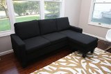 Large Black Cloth Modern Contemporary Upholstered Quality Sectional