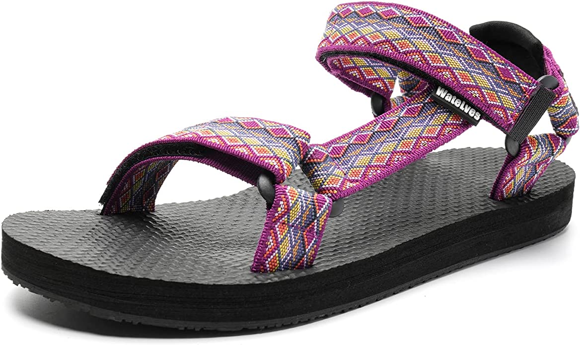 Womens-Sport-Sandals Outdoor-Hiking-with-Arch-Support Comfortable Webbing-Water-Athletic Beach-Shoes for Travel-Walking-Trekking-Camping