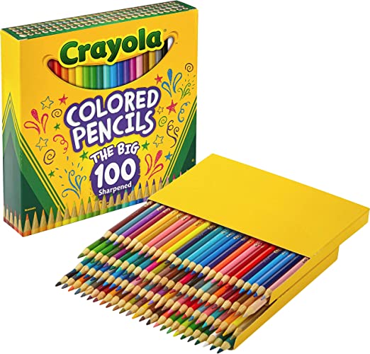 Crayola Long Barrel Colored Woodcase Pencils, 3.3 Mm, 100 Assorted Colors/Set