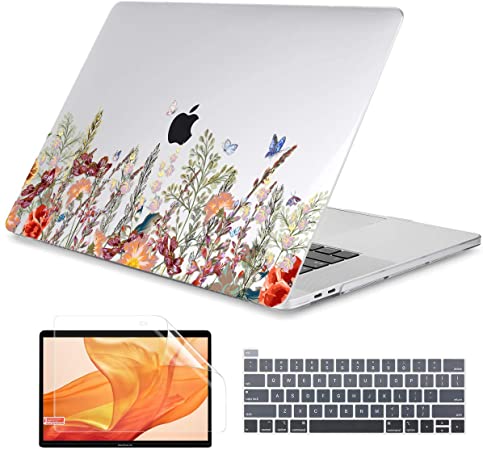 Dongke MacBook Pro 16 inch Case Model A2141 (2019 Released), Plastic Hard Shell Case Cover Only Compatible with MacBook Pro 16 inch with Retina Display & Touch Bar Fits Touch ID, Floral Illustration