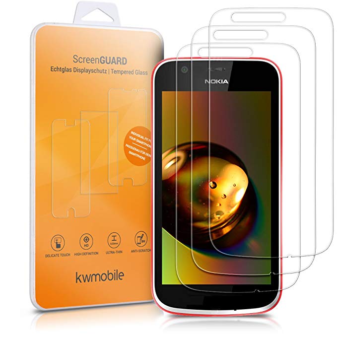 kwmobile 2X Tempered Glass Screen Protector - Crystal Clear Anti-Fingerprint Protective Display Film for Nokia 1-2 Pack