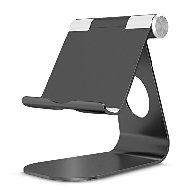 OMOTON Stand for Nintendo Switch, Tablet, Multi-Angle Aluminum Holder, Particular Cut Out for Convenient Charging, Also Fits All Smart Phones, E-readers and Tablets (Up to 10.5 inch) (Black)