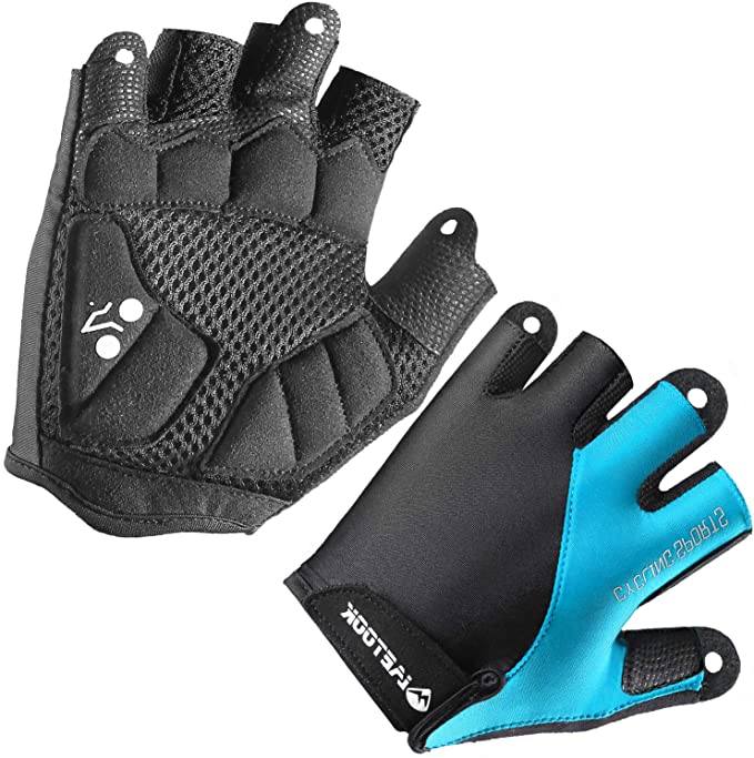 Letook Men's Padded Half Finger Bike Gloves Breathable Summer Cycling Gloves for Bicycle Riding
