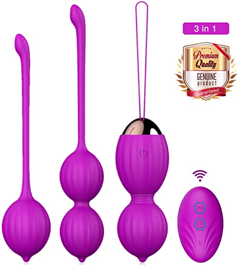 Kegel Exercise Weights for Women,Remote Controlled Kegel Balls Kit, Set of 3 Ben Wa Balls for Beginners & Advanced Tightening- Doctor Recommended for Bladder Control (Violet)