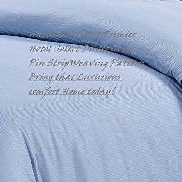 Natural Comfort Premier Hotel Select Duvet Cover, Queen, Pinstripe/Light Blue